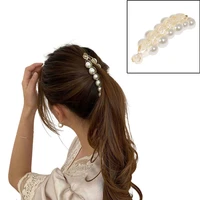 korean pearl banana clip acrylic banana hairpin ponytail holders vertical clip hair barrettes for women girls hair accessories