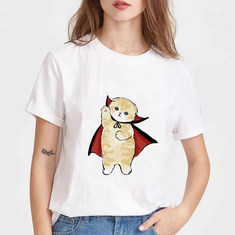 Пикачу кошка Футболка с принтом harajuku kawaii принт животными футболка длинным