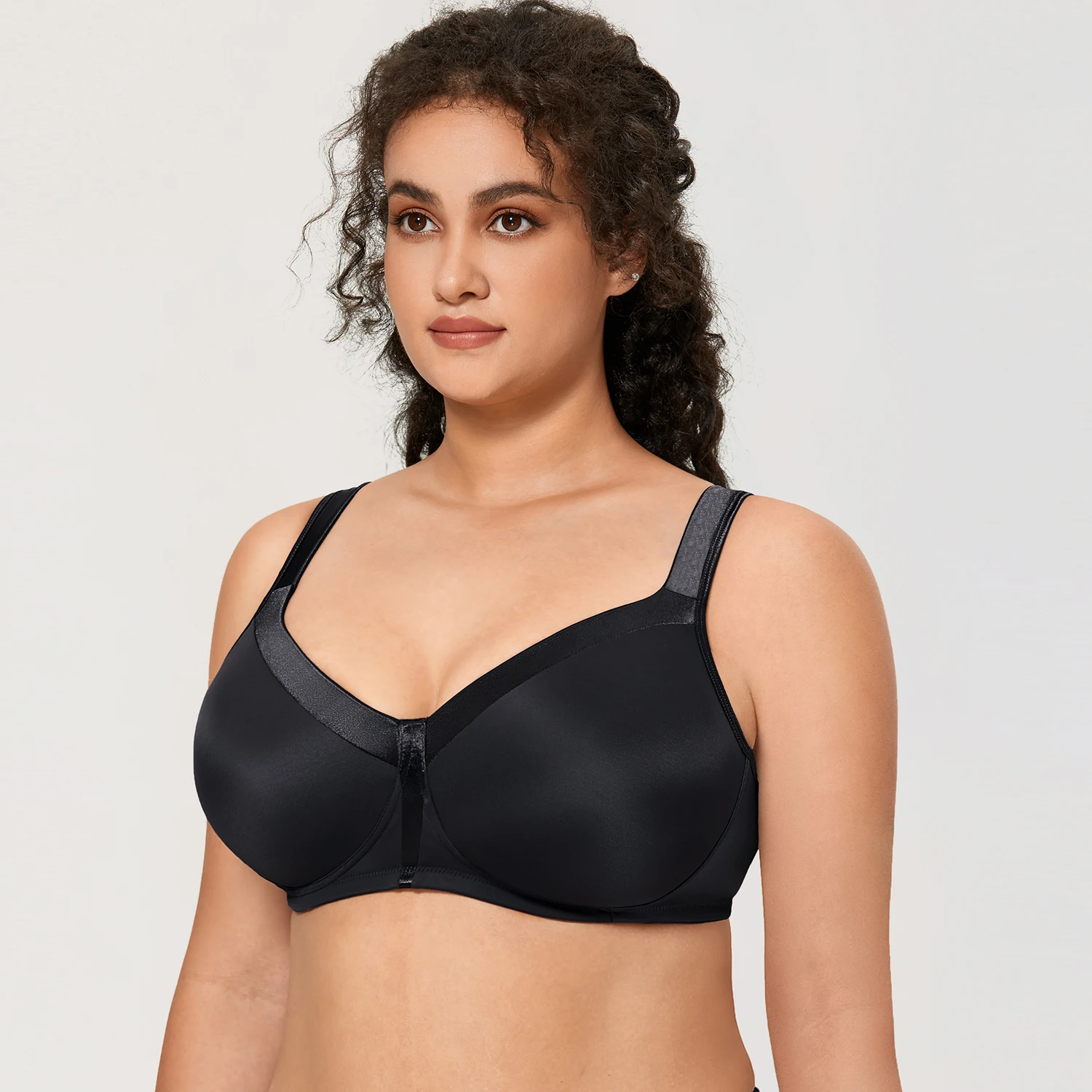 DELIMIRA Women's Full Coverage Wireless Plus Size Unlined Comfort Seamless Bra