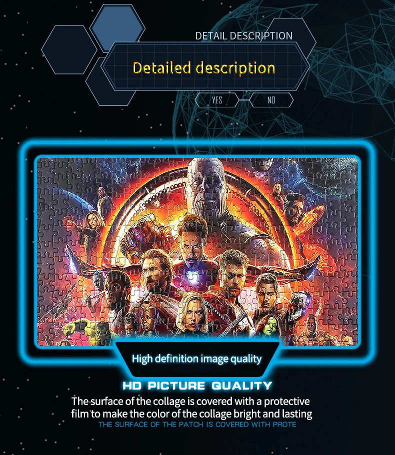 Disney 500 Piece Puzzle Avengers Marvel Intelligence Toy Children Adult Educational Toys Brain Teaser | Игрушки и хобби