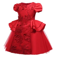 princess girls red dress new year christmas boutique embroidery ball gown kids party wedding dance dress 3 10t tulle vestidos