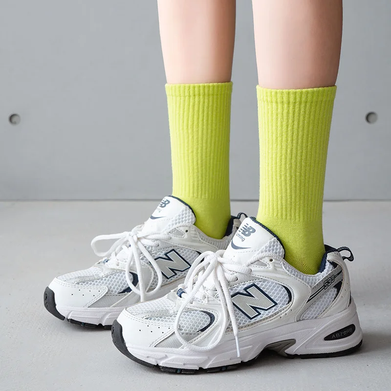 

Women Socks 2021 Spring Summer Fashion Color Long Socks Cotton Women Fashion Color Socks Female Casual Breathable High Quality