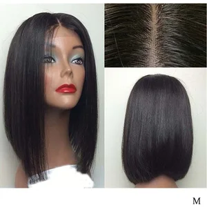 LUFFYHAIR короткие парики боб бразильские 100% прямые волосы Remy 5*4,5 шелковая основа полностью кружевные человеческие волосы парики предварительно выщипанные отбеленные узлы
