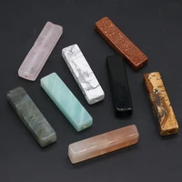 1pc natural rectangle stone loose beads rose pink quartz agates charms for women jewelry making diy bracelet necklace accessory
