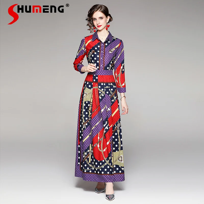 

Женское Плиссированное Платье с принтом, Элегантное Длинное платье с рукавом три четверти и средней талией, лето 2021