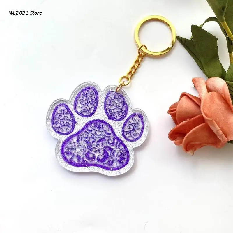 

Cute Dog Paw Keychain Epoxy Resin Mold Earrings Pendant Casting Silicone Mould DIY Crafts Jewelry Casting Tool