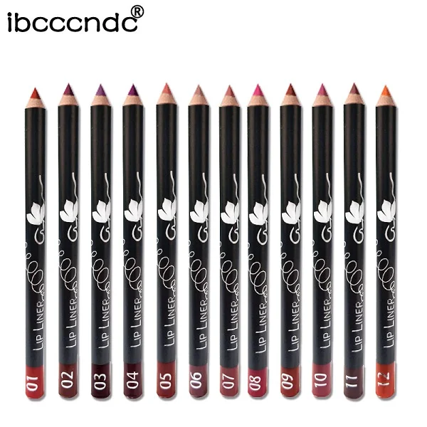 12 pcs 12 цветов, модный карандаш для губ, губная помада, карандаши, стойкий водостойкий матовый карандаш для губ, ручка инструмент для макияжа губ, цветной карандаш для губ - Цвет: 12 pcs
