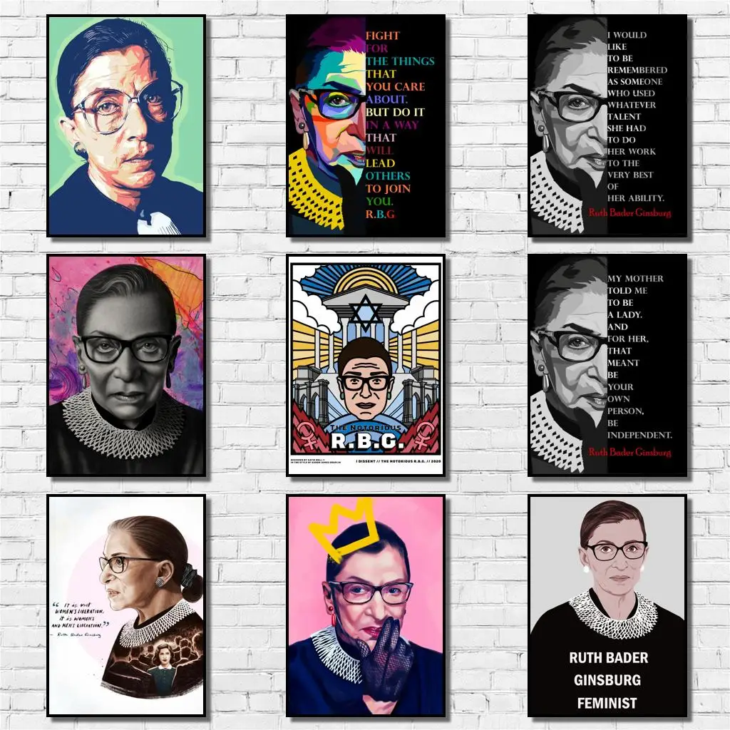 

32 Designs Ruth Bader Ginsburg Whitepaper Poster Artwork Fancy Wall Sticker for Coffee House Bar A3