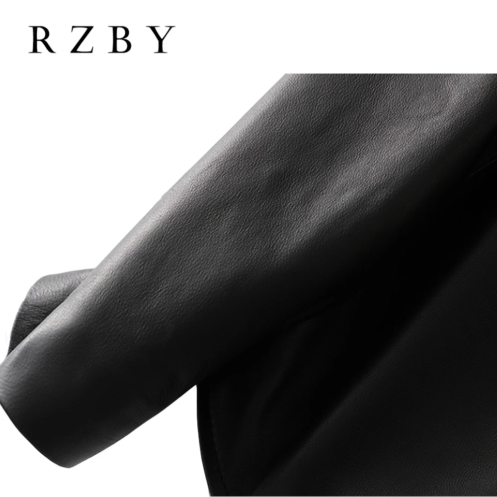 Женская куртка из 100% натуральной овчины RZBY весенняя с капюшоном 2020 Модные Куртки