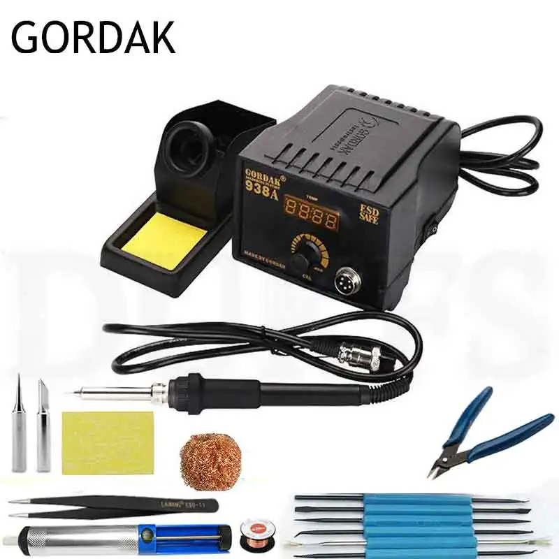 Gordak 938A ESD Безопасный светодиодный дисплей постоянная температура 60 Вт электронный паяльник Пинцет Припой провода сварочные инструменты - Цвет: C