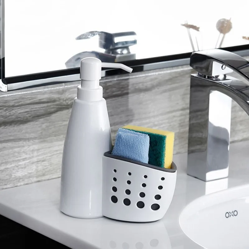 Two-In-One Dispenser and Storage Box Multi-function Liquid Detergent Container Sponge Drainboard Soap Holder Rack | Дом и сад