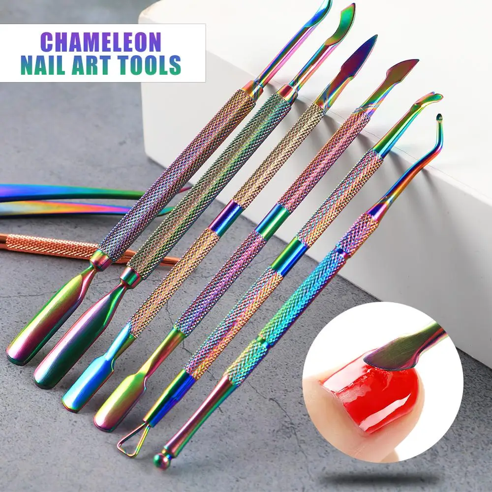 Нержавеющая сталь кутикулы ногтей толкатель УФ гель для дизайна средство снятия