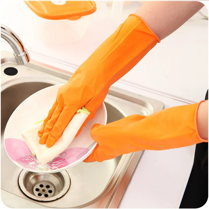 

1 Pair Housework Gloves Rubber Oilproof Anti-scratch Washing Gloves Kitchen Dishwashing Bathroom Latex Anti-Slip Cleaning Gloves