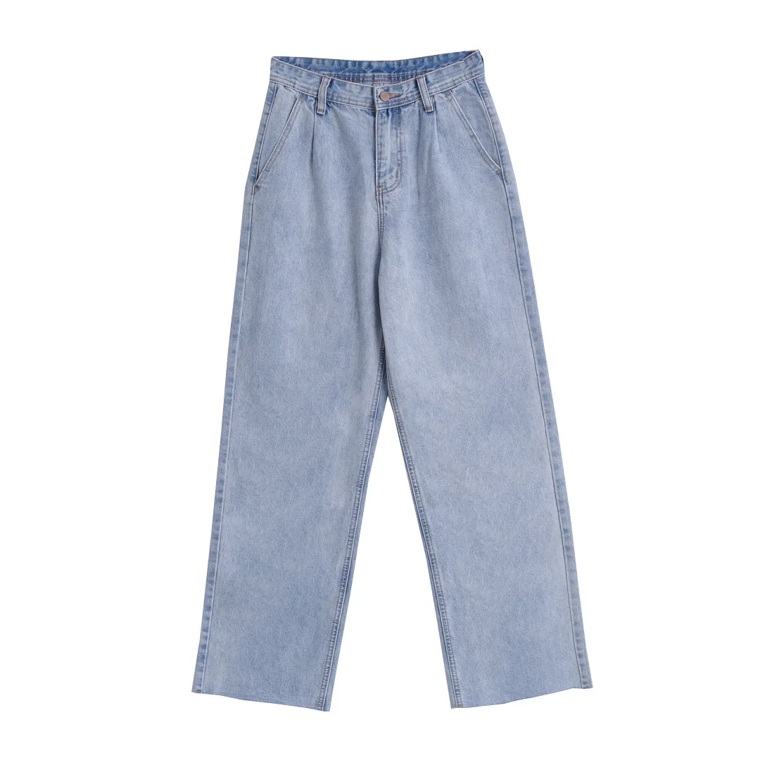 

Meat-covered skinny jeans simple high waist straight loose women's jeans floor pants