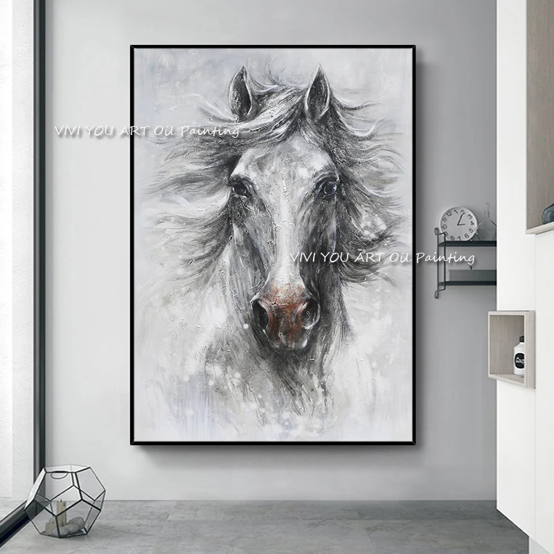Высококачественная Современная Абстрактная масляная живопись головой лошади на