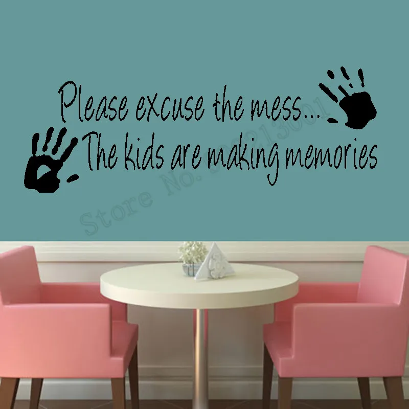 

Palm Wall Sticker Family Please Excuse The Mess The Kids Are Making Memories Poster Vinyl Art Decoration Mural Decor LY1097