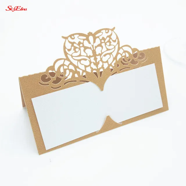 10 шт сердечки лазерная резка имя карты день рождения Место бумажные карточки