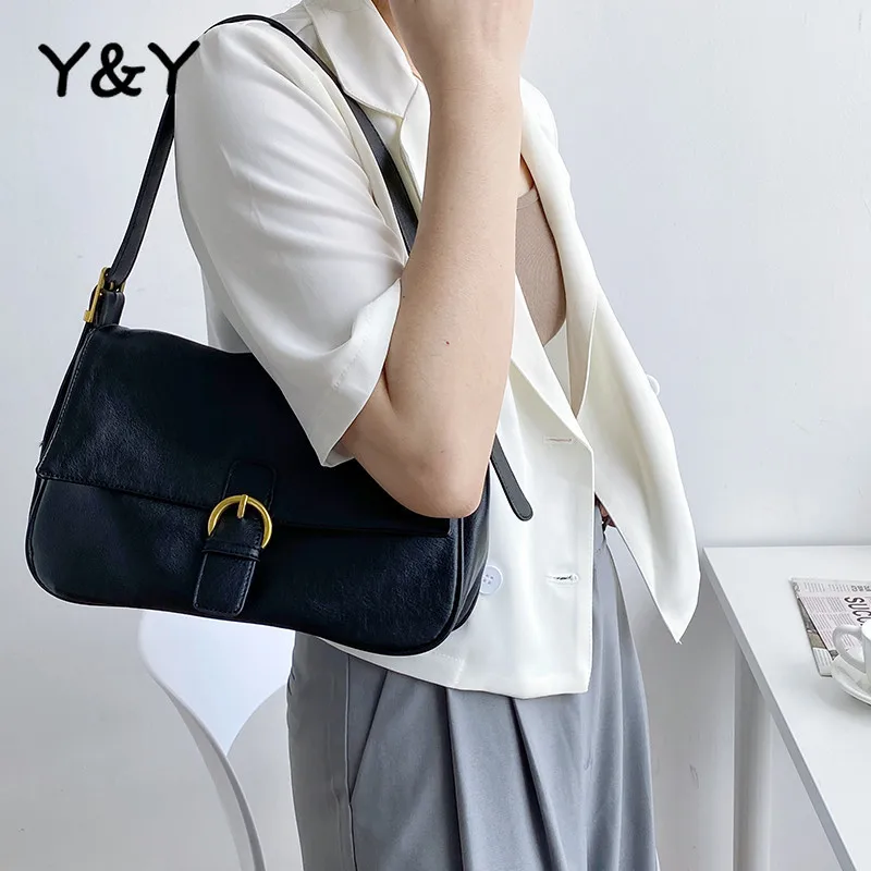 

Y&Y Women Shoulder Bags Handbags Korean Style Shoulder Bags Fashion PU Simple Underarm Bags Retro Portable Baguette Bags