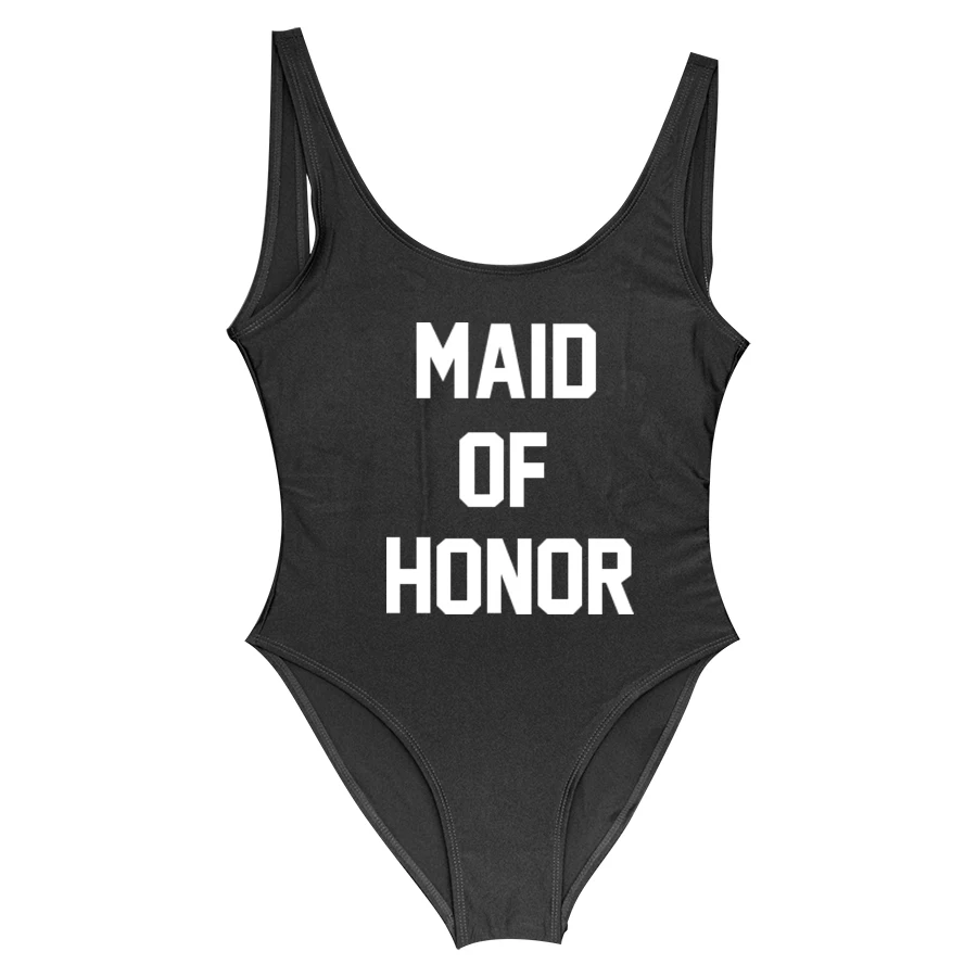 Горничная честь надпись badpak купальники Женский цельный купальник боди трикини