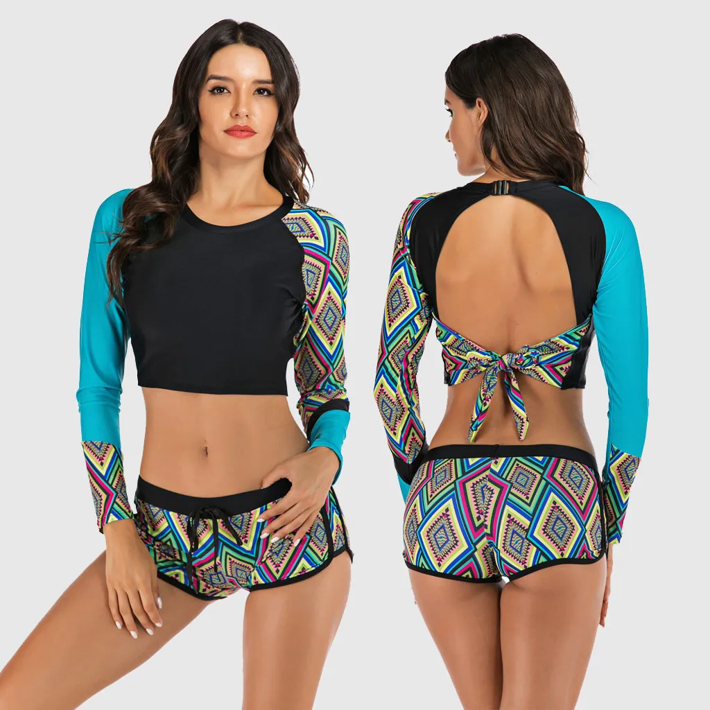 Женский костюм с длинным рукавом и принтом для дайвинга серфинга летний