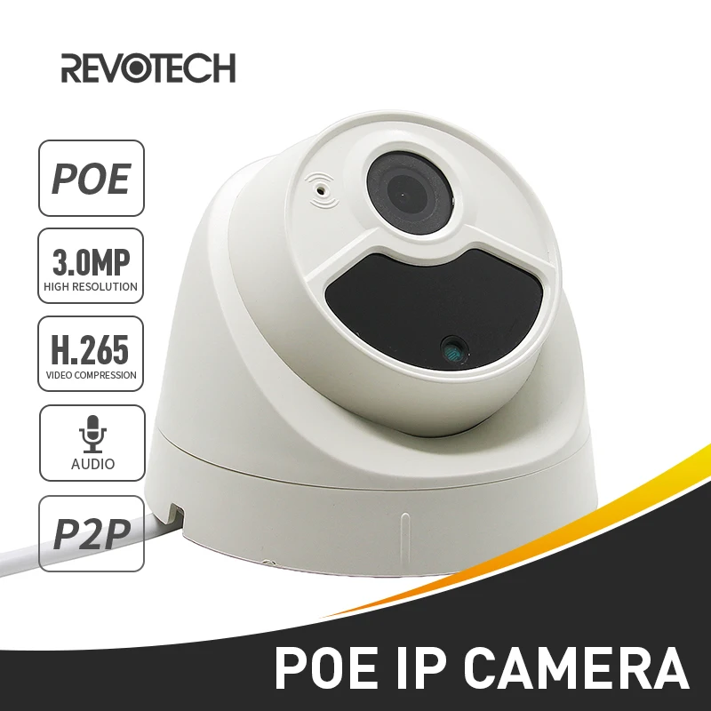 IP камера видеонаблюдения H.265 POE 3 Мп 1296/1080P 2 светодиосветодиодный|Камеры