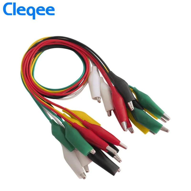 Cleqee P1025 10pcs Alligator Clips Electrical DIY Test Leads Alligator Double-ended Crocodile Clips Roach Clip Test Jumper Wire