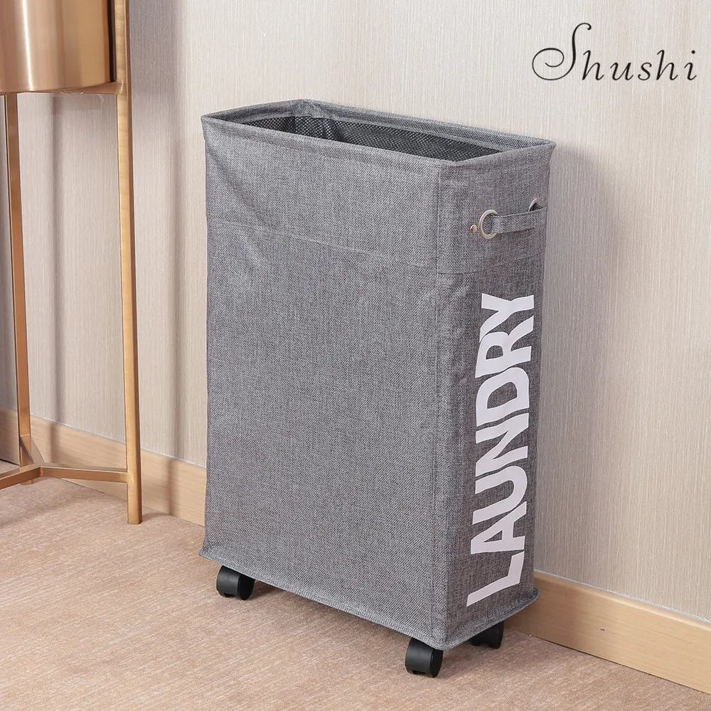 SHUSHI тонкая складная корзина для белья, угловая корзина для белья с тонкой сетчатой крышкой, органайзер для хранения одежды, игрушек