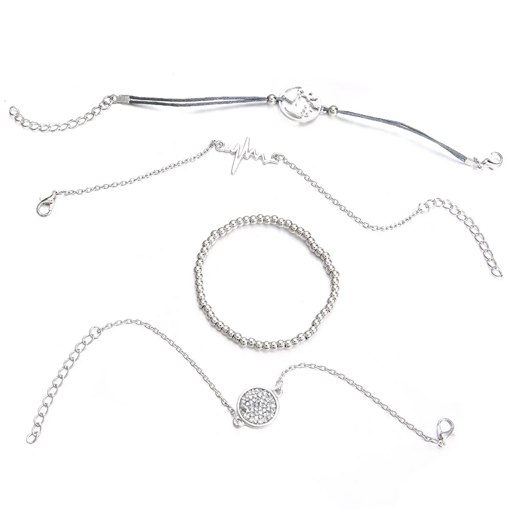 Женский браслет с цепочкой 4 шт. Богемский Браслет кристаллами Карта мира