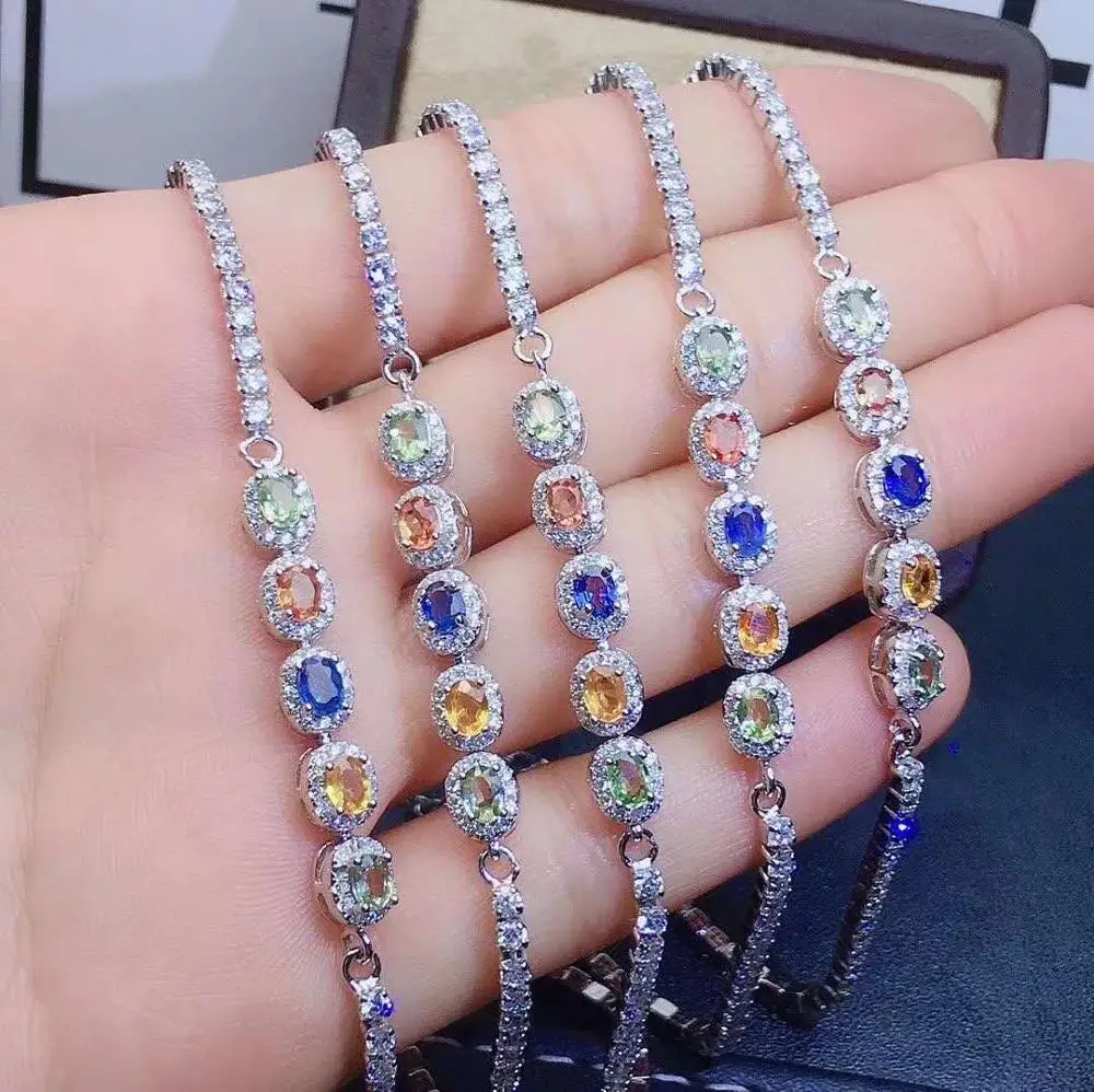 

100% стихийных бедствий и реальные Сапфировый Браслет Бесплатная доставка настоящий натуральный сапфир Сапфировый Браслет