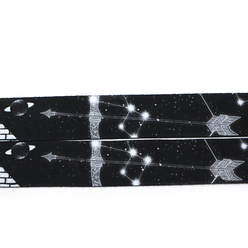 

30pcs/lot Constellation Lanyard ID Holder Watercolorc Black Lanyards Phone Badge Holder Hang Rope Sagittarius Keychain NA2389