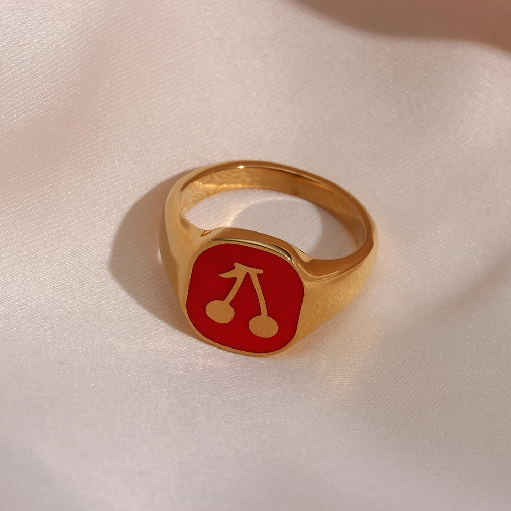 Лето 2021 популярное черное красное синее эмалированное кольцо с камнем