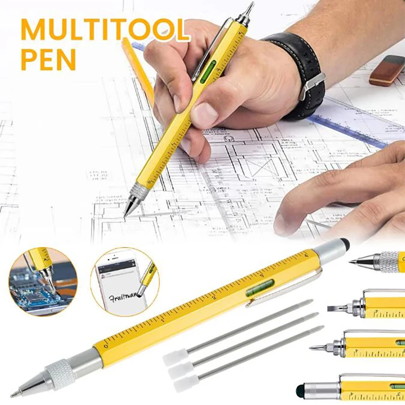 

1 Pc Ballpoint Black pen 6 In 1 Multi Tool Screwdriver Precision Ruler Pen Multifunction Caliper Ballpoint Pen Tools Accessories