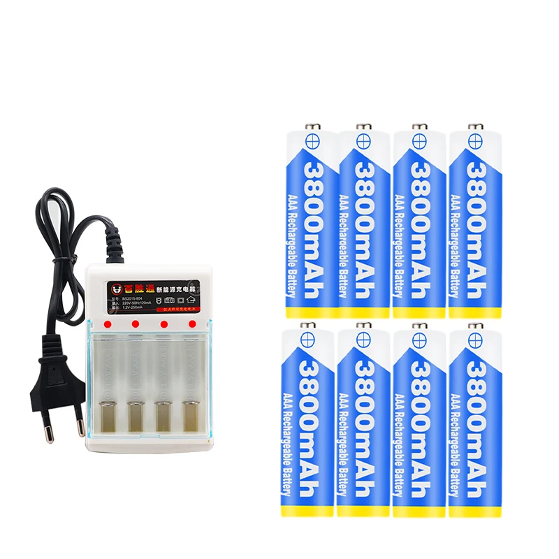Figh quality 1.2V 3800mAh NI MH AAA Pre-Charged Ni-MH Rechargeable aa Battery For Toys Camera Microphone Batteries + Charger | Электроника
