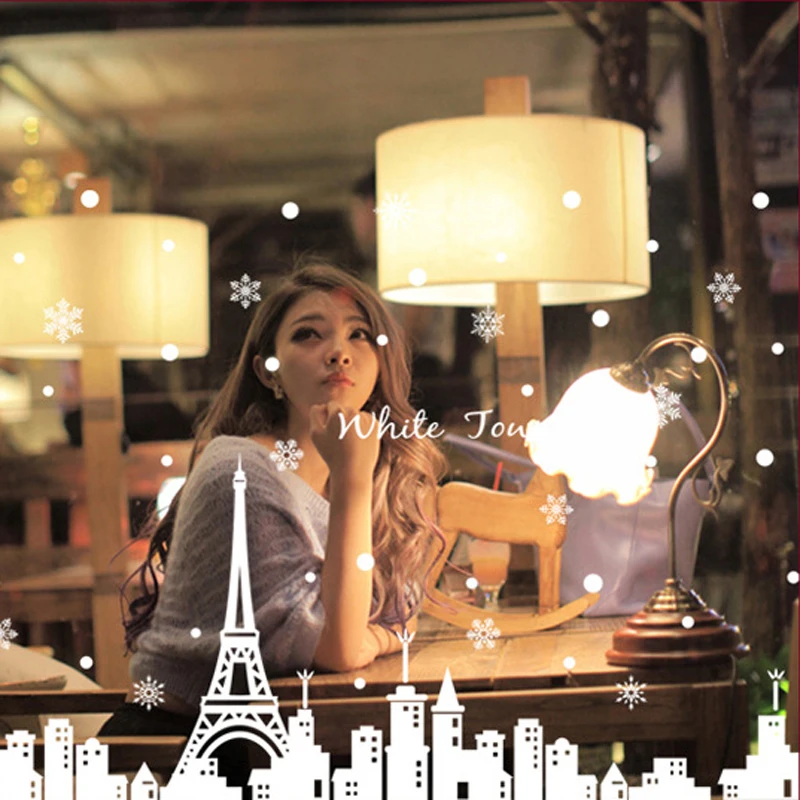 2020 рождественские настенные наклейки украшения для Витрины Магазина окон и