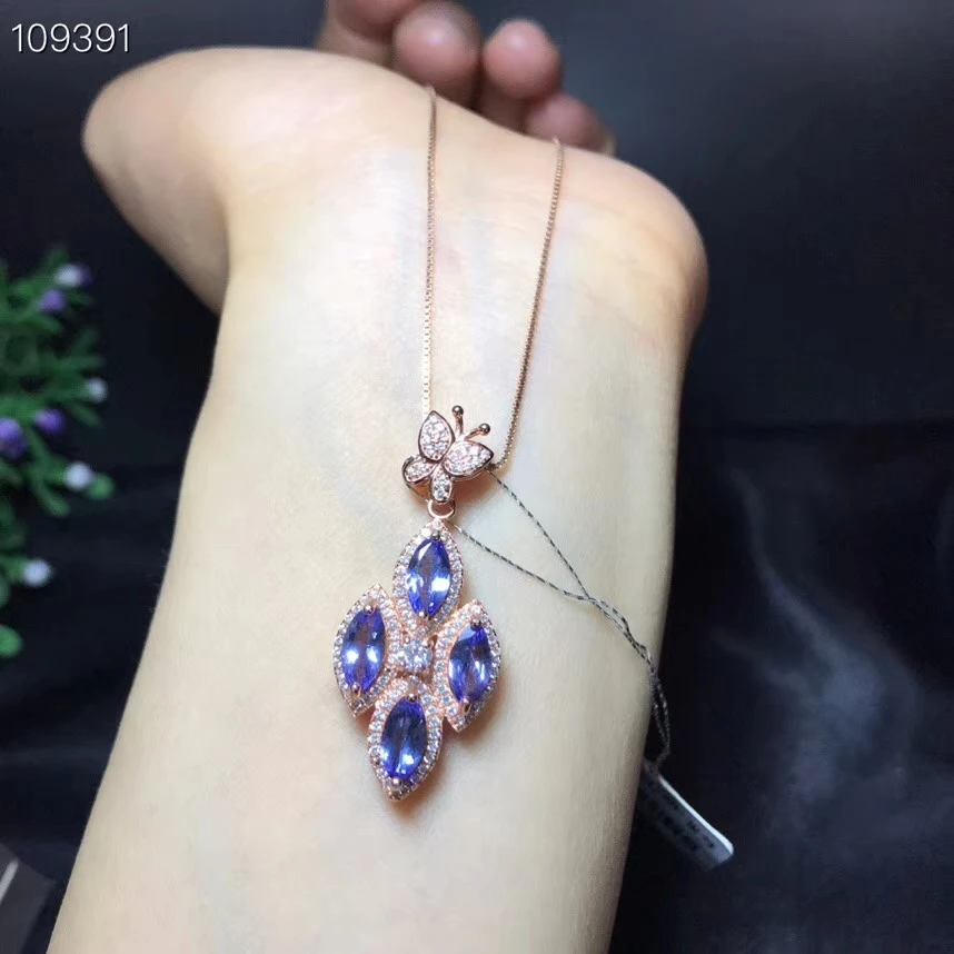 

NPP10 Blue red green colour for choose natural Tansanite Ruby Emerald gemstone pendant for necklace with silver for women