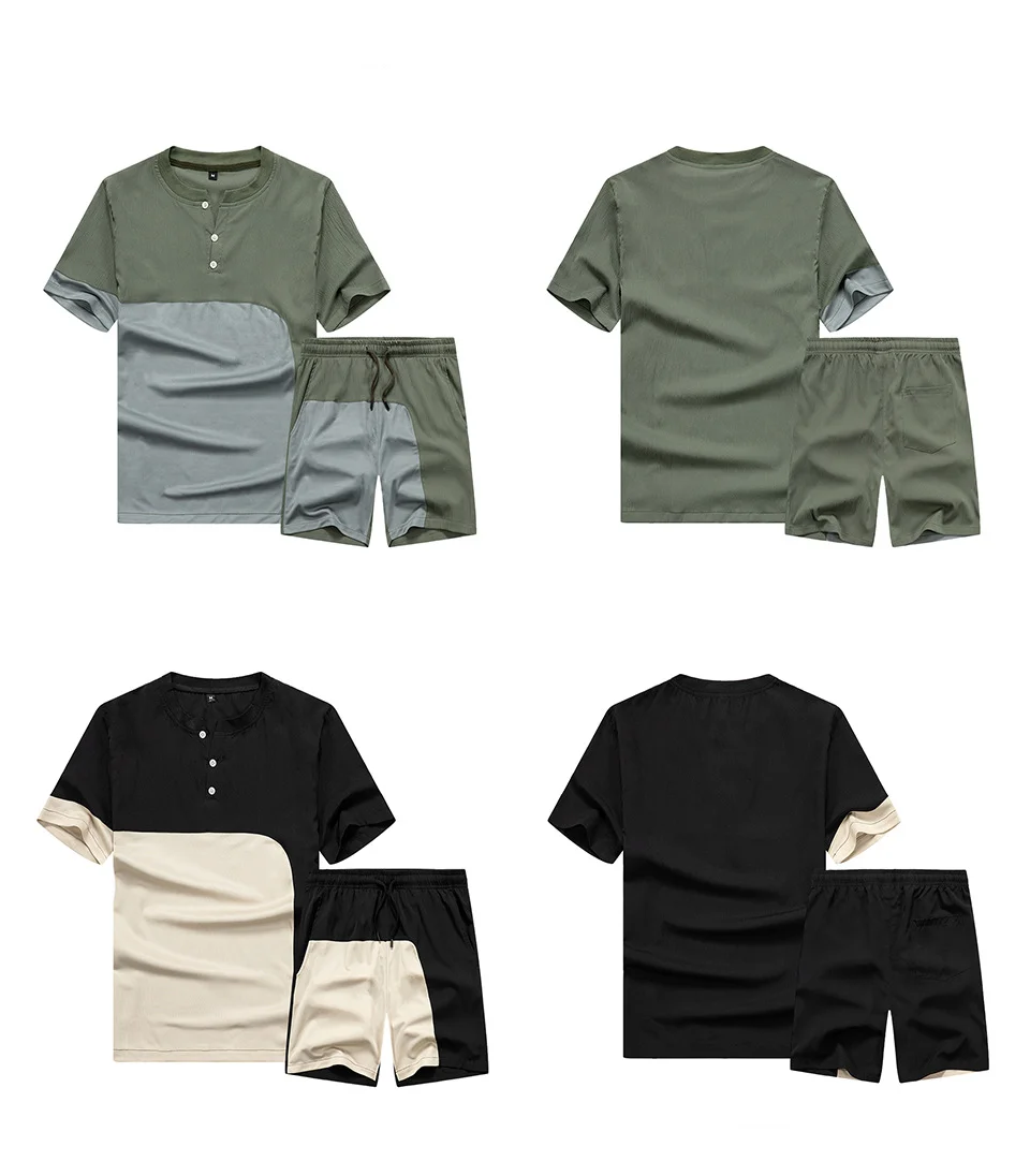 

Sports men's track and field clothes summer men's suit fitness clothes sports suit T-shirt shorts Mesh quick drying 2-piece set