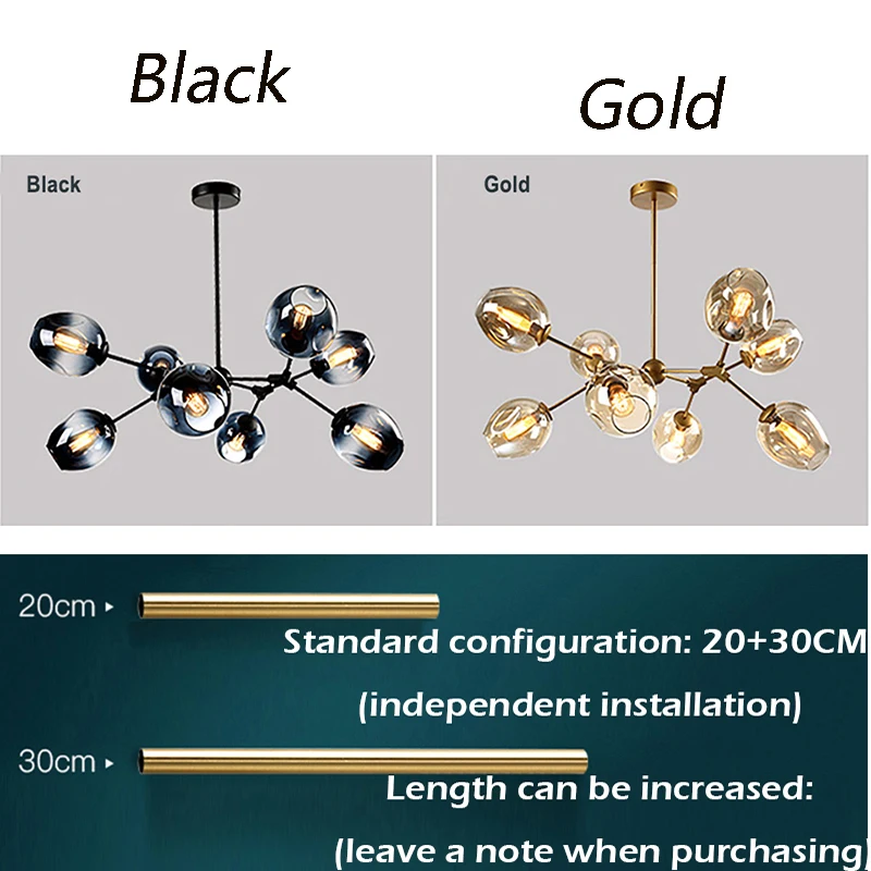 Lámpara LED nórdica de cristal E27 para el hogar, candelabro de habitación para comedor, decoración de dormitorio, accesorio de luz interior