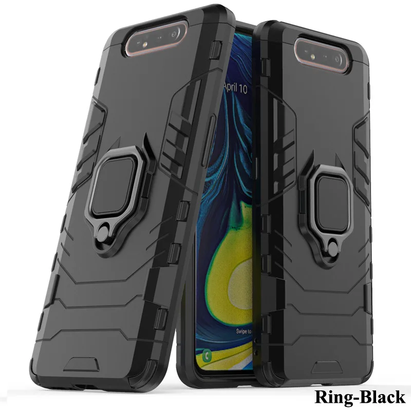 Ring Black Армированный чехол для samsung Galaxy A10 A20 A30 A40 A50 A60 A70 A80 A90 M10 M20 M30 M40 A50s A70s M30s покрытие автомобиля кольцо для телефона с бумажником - Цвет: Ring Black