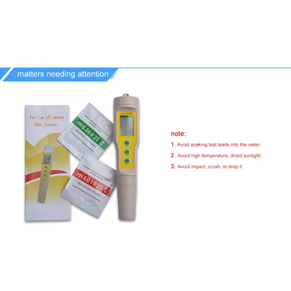 Портативный измеритель PH/температуры цифровой качества воды с ЖК экраном