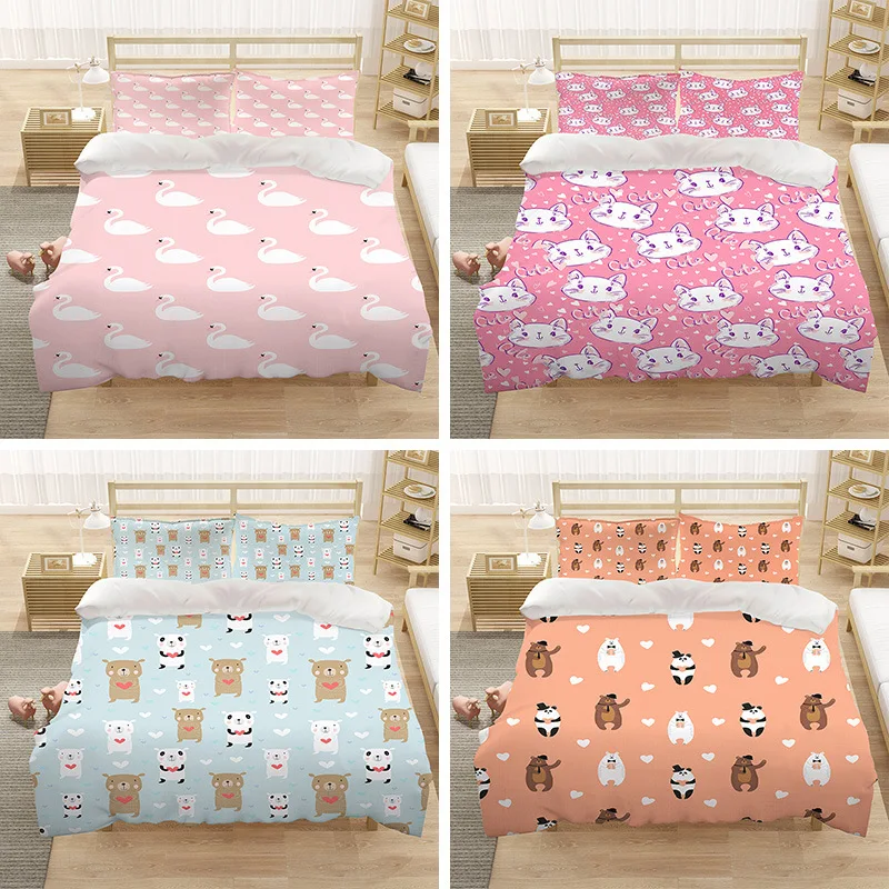 3 шт. комплект постельного белья для девочек-подростков с рисунком лебедей