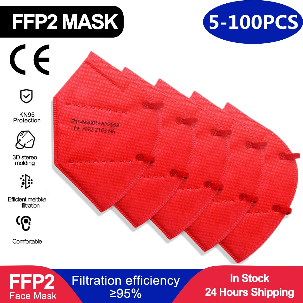 FFP2 red mondkapjes маска для лица KN95 маски фильтрационная от пыли рта защитные Быстрая