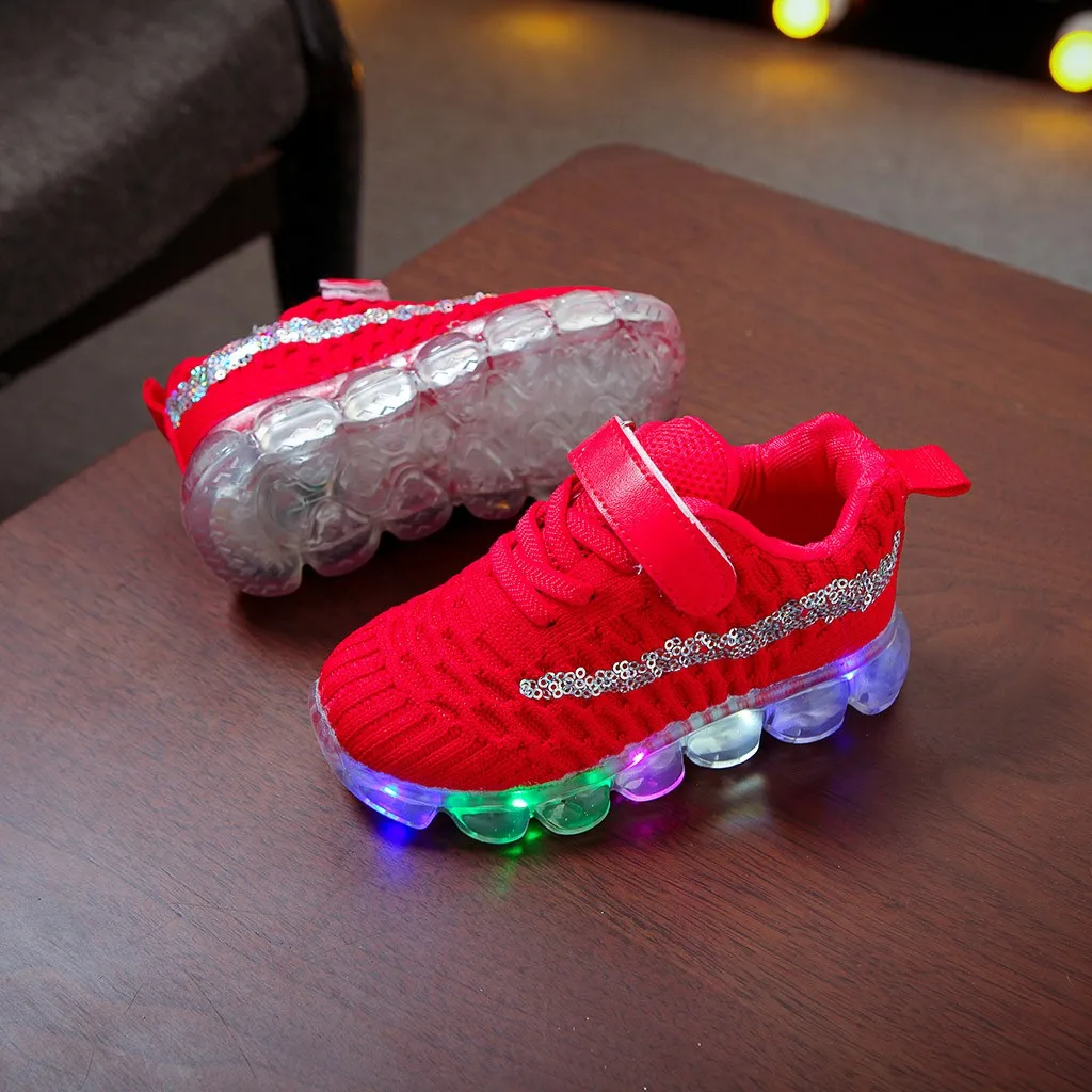 2019 new children's child baby girl boy mesh Bling Led Luminous Sport Run luminous sneakers casual shoes drop transport | Детская