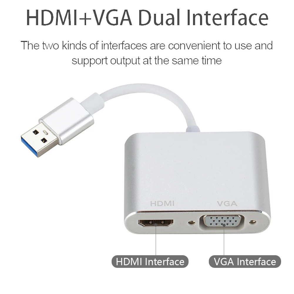 Мониторы мульти-Дисплей HDMI VGA компактный школьный конвертер 2 в 1 USB3.0 адаптер