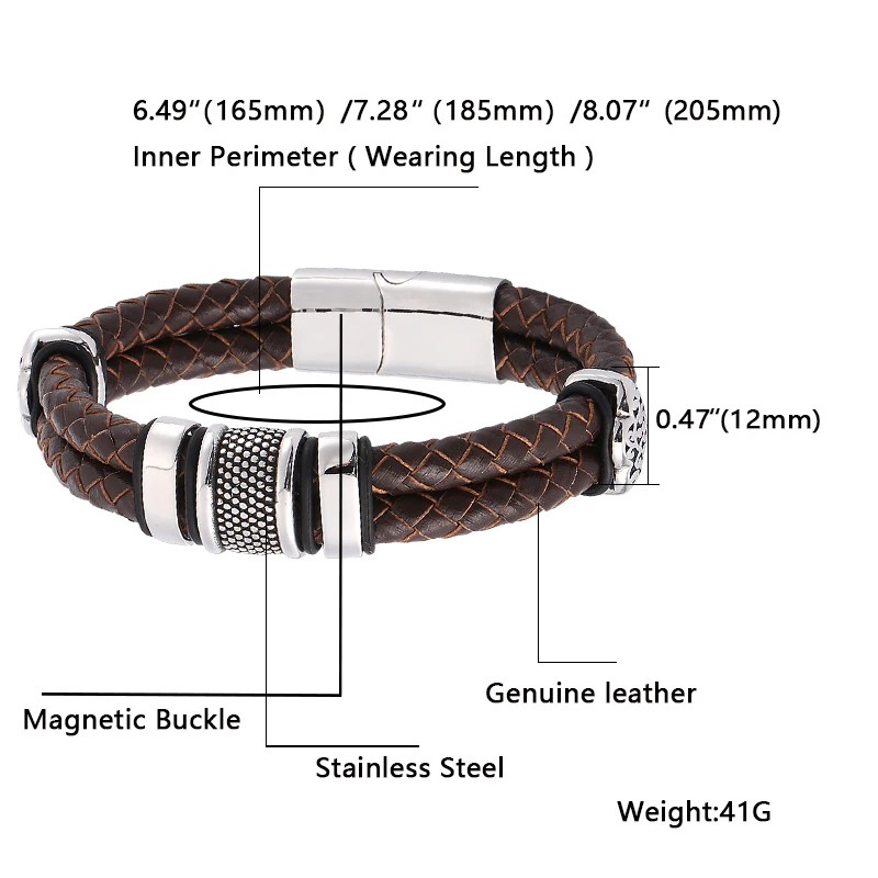 Новый Винтажный двойной коричневый кожаный браслет на запястье с косичкой