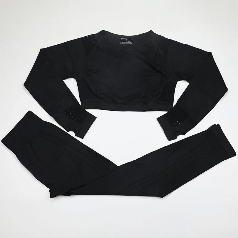 Спортивный комплект из 2 предметов женская одежда для тренировок короткий топ с