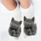 Забавные женские хлопковые носки для девочек, носки с 3D-принтом кота, низкие спортивные носки, милые дизайнерские носки