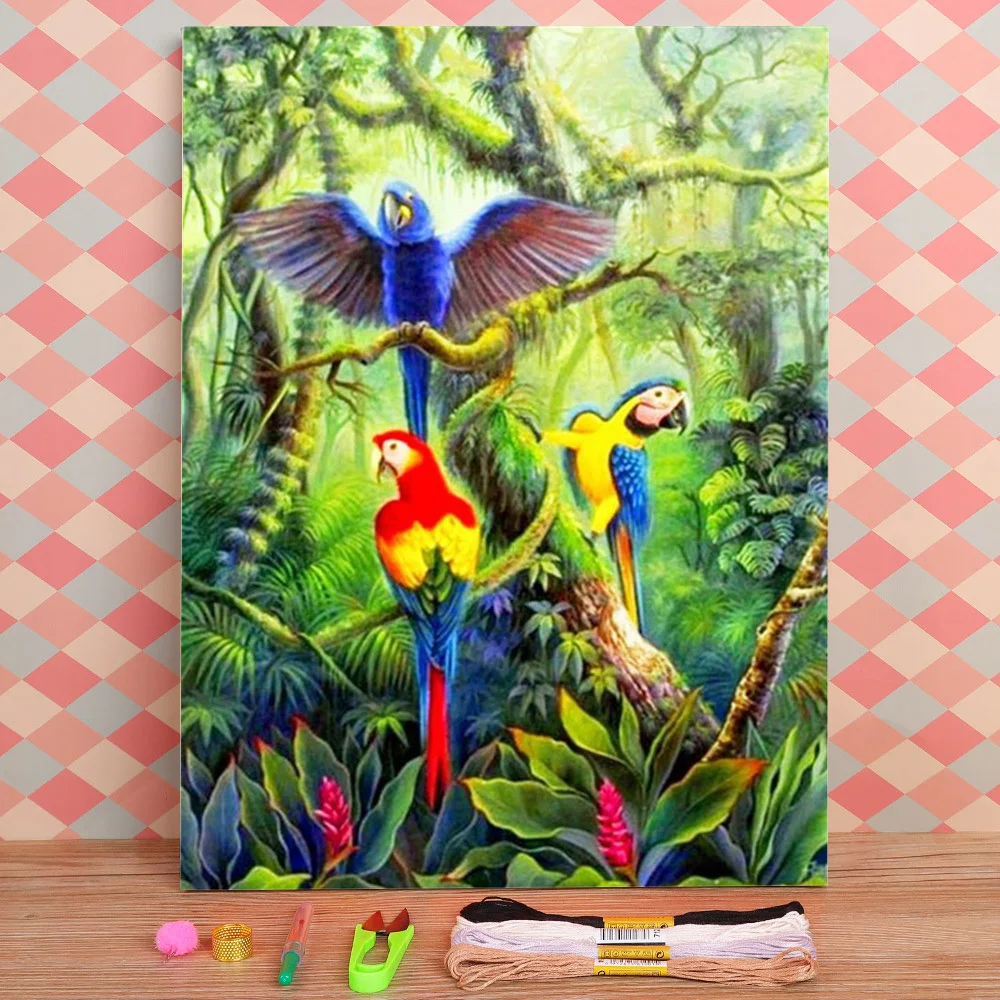 Вышивка крестиком 11CT с изображением животных птиц попугая | Дом и сад