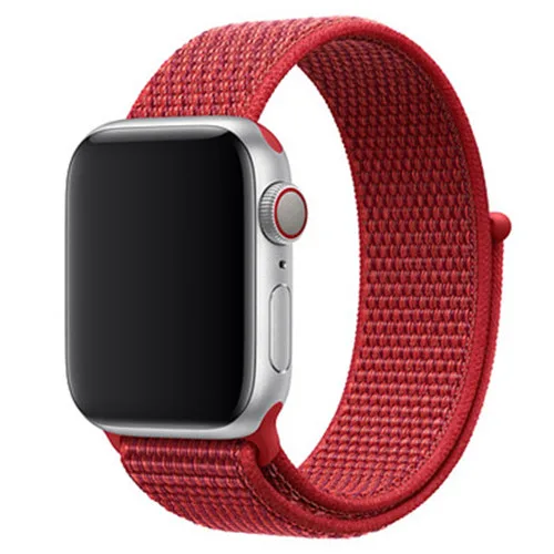 new red Нейлоновый ремешок для Apple Watch band 42 мм 38 мм iWatch 4 band 44 мм 40 мм Браслет спортивная петля ремешок для часов correa ремень дышащий - Цвет ремешка: new red
