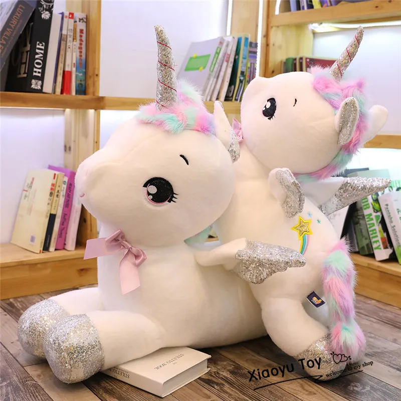 30 80 см большой Размеры kawaii единорог плюшевые игрушки животных Единорог лошадка с