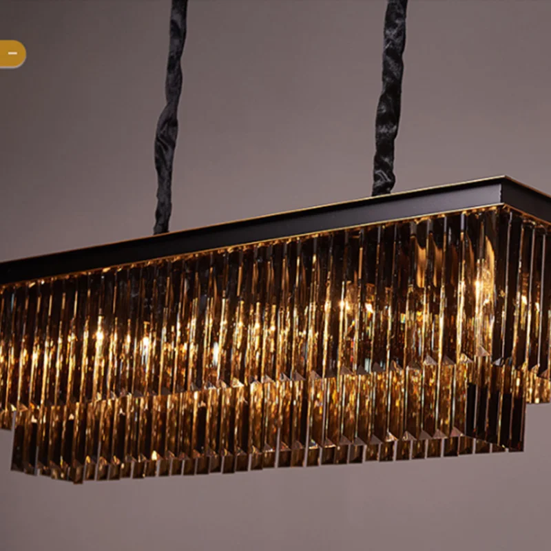 

Black Crystal Chandelier Lighting Rectangle Modern Dining Lamp Luxury AC110-240V Home Decoration Light Fixtures